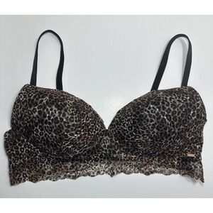 Victoria's Secret PINK Cheetah Animal Print Lace Push Up Bra Size Large